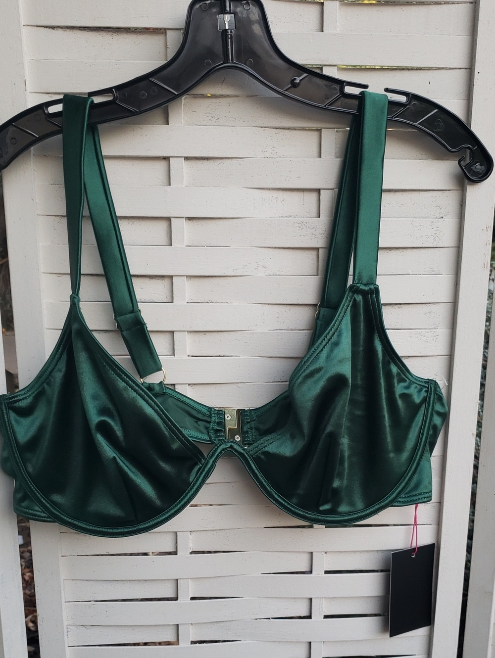 South Beach Emerald Green Satin Underwire  Bikini Top 16 New